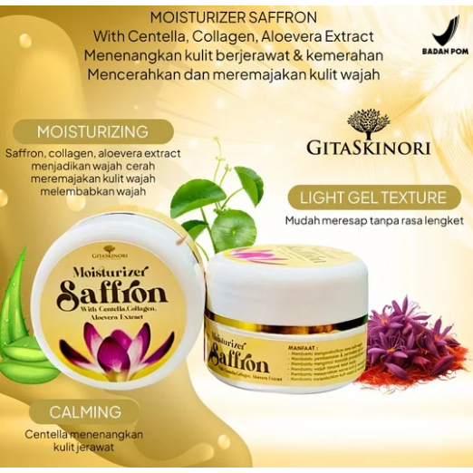 MOISTURIZER SAFFRON WITH CENTELLA COLLAGEN ALOEVERA BPOM NEW CREAM GLOWING SAFFRON / CREAM SAFFRON G