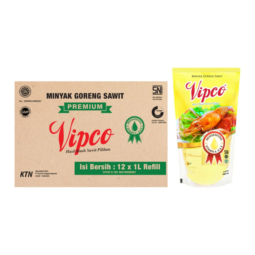 

VIPCO Minyak Goreng 1 L [12 Pcs/ 1 Karton]