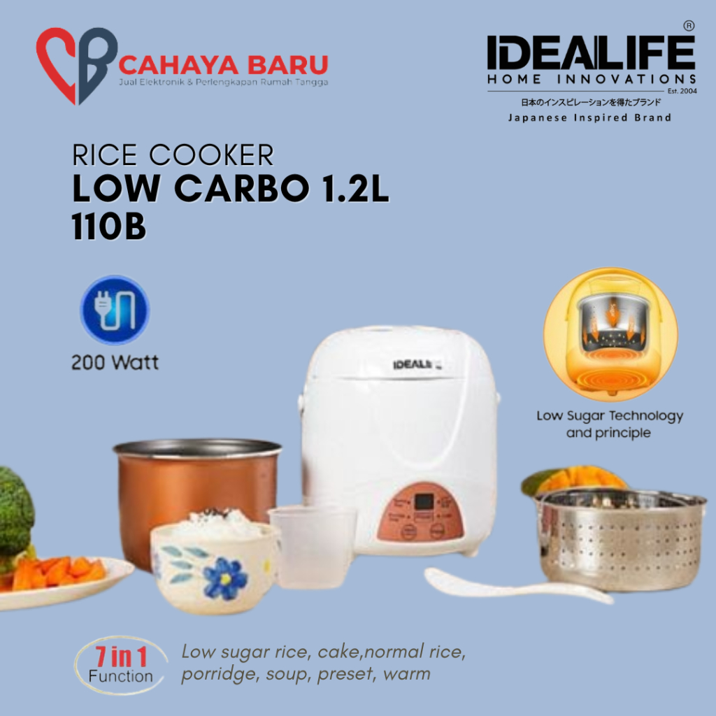 IDEALIFE - Mini Rice Cooker Low Sugar/Carbo 1.2L - IL-110B