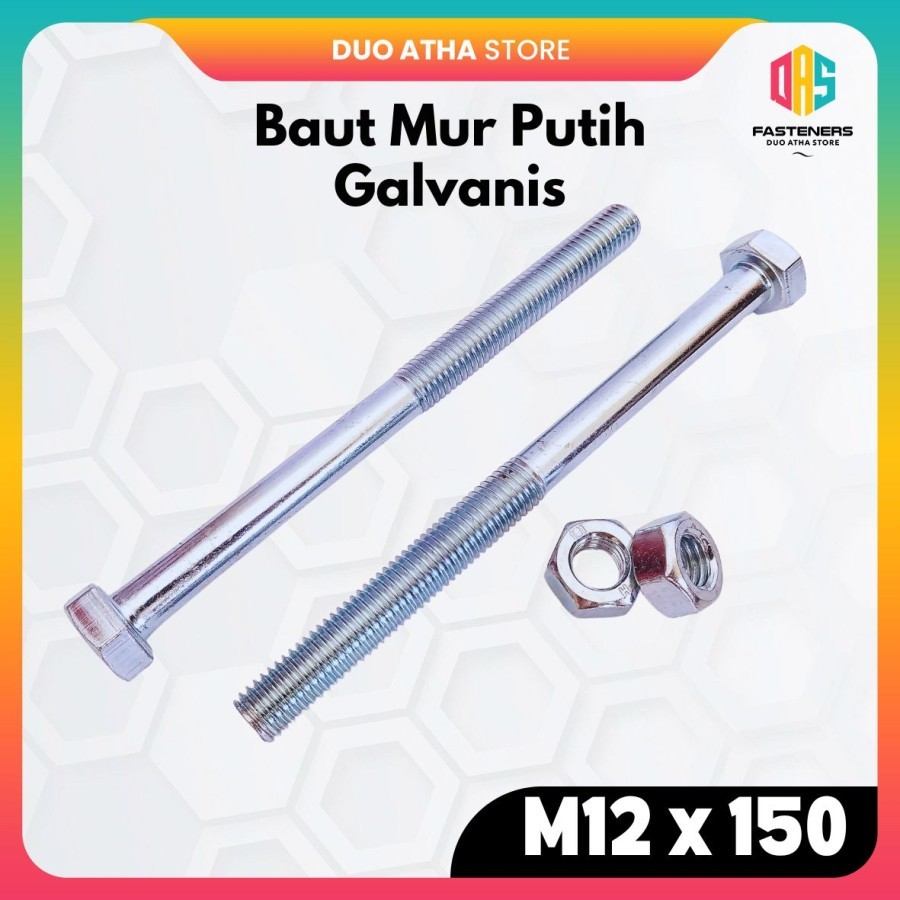 BMP M12x150 Baut Mur Putih M12 x 150 Galvanis