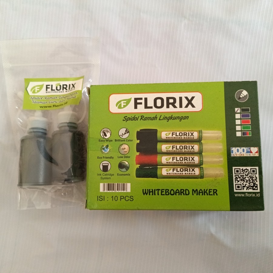 

Spidol Whiteboard Marker Florix Catridge 1 pack isi 10 pcs+tinta 2 botol