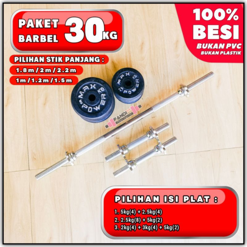 Barbel Set 30kg Stik Barbel 35cm 100cm 120cm 150cm 180cm 200cm 220cm
