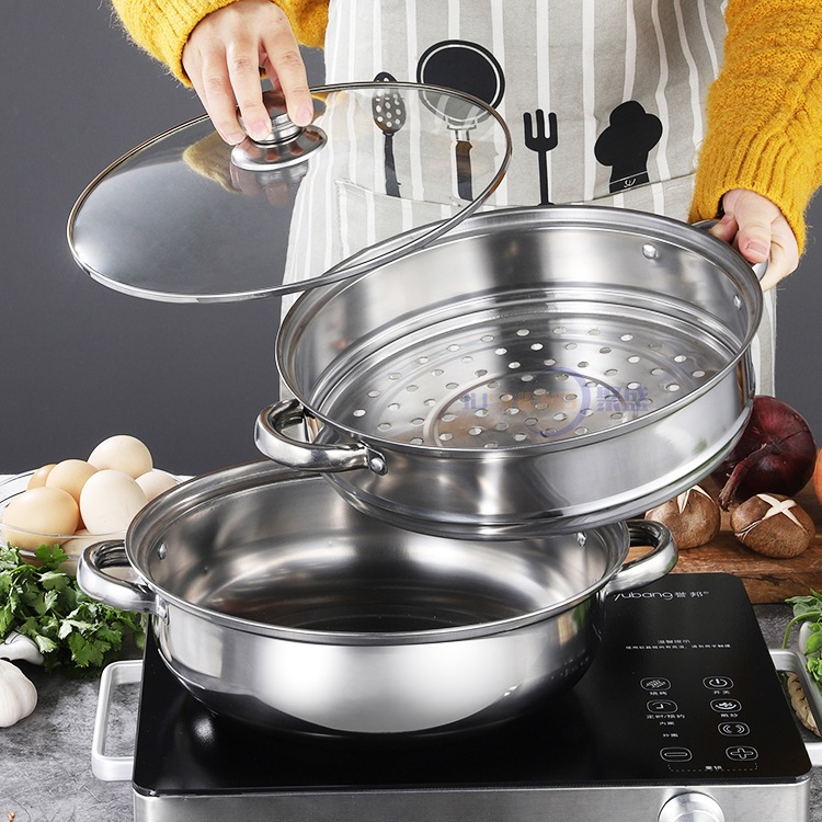 Panci Kukus 2 Susun BMW Kitchenware Panci Set Steamer Stainless Kukus Ikan Siomay Bakpao Panci Kukus