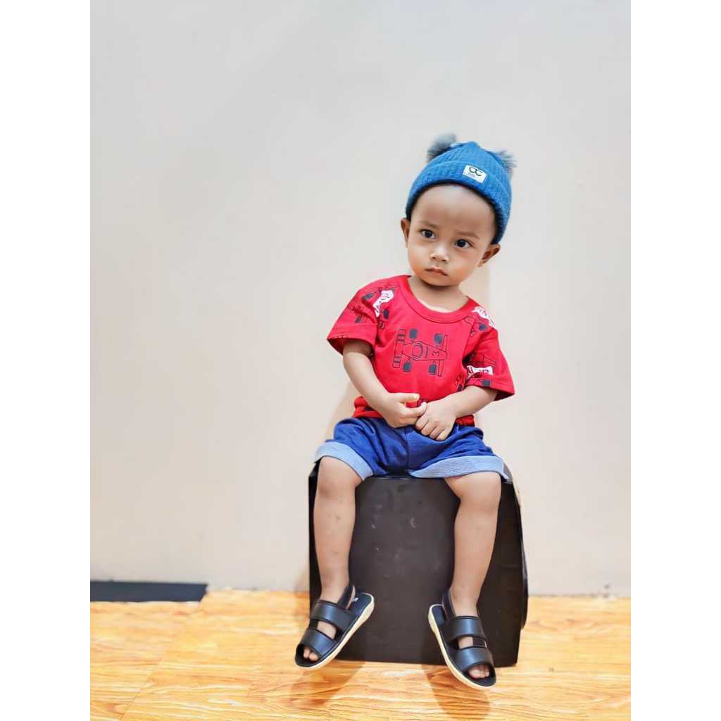 Setelan Pendek Anak Laki - Laki Motif Full Printing Bahan Katun Premium Brand Lokal Kelfi Fashion