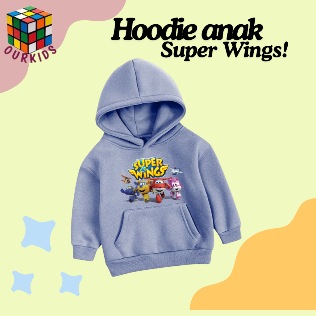 Hodie superwing anak  untuk usia 1-5 tahun bahan fleece pe gramasi 240 bahan lembut, hoodie anak per