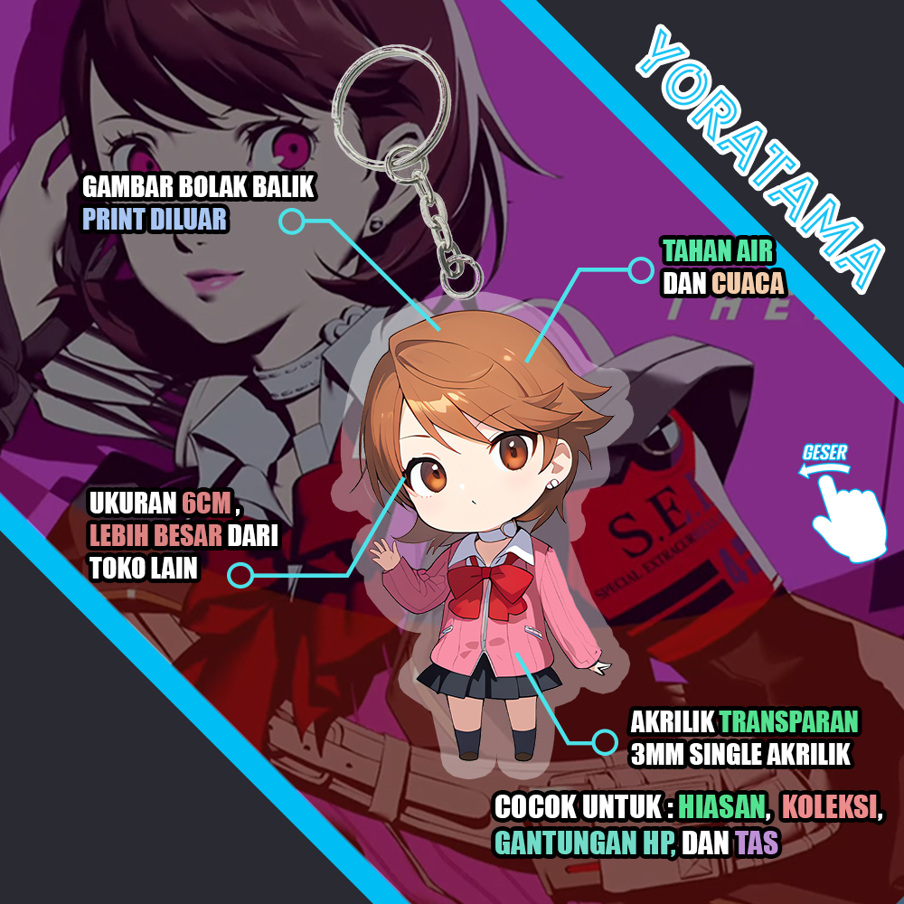 Gantungan Kunci Yukari Takeba Persona 3, Keychain Anime Lucu