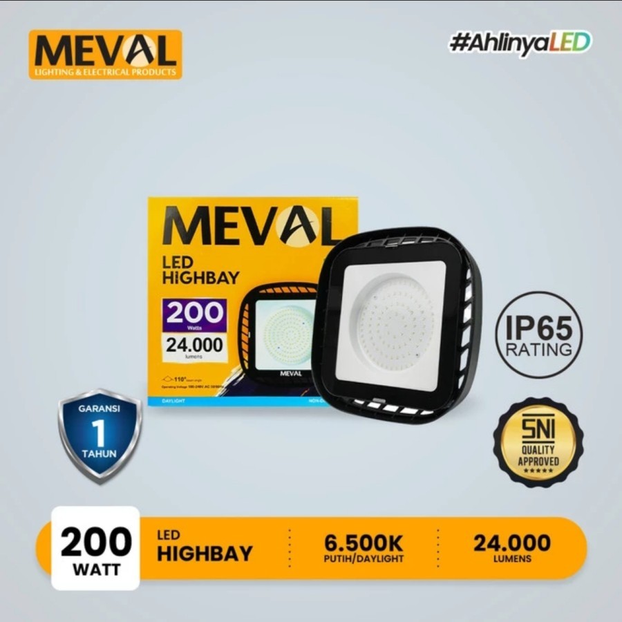 MEVAL LAMPU LED HIGHBAY UFO 200W CAHAYA PUTIH SNI GARANSI 1 TAHUN DIJAMIN BERKUALITAS BAGUS