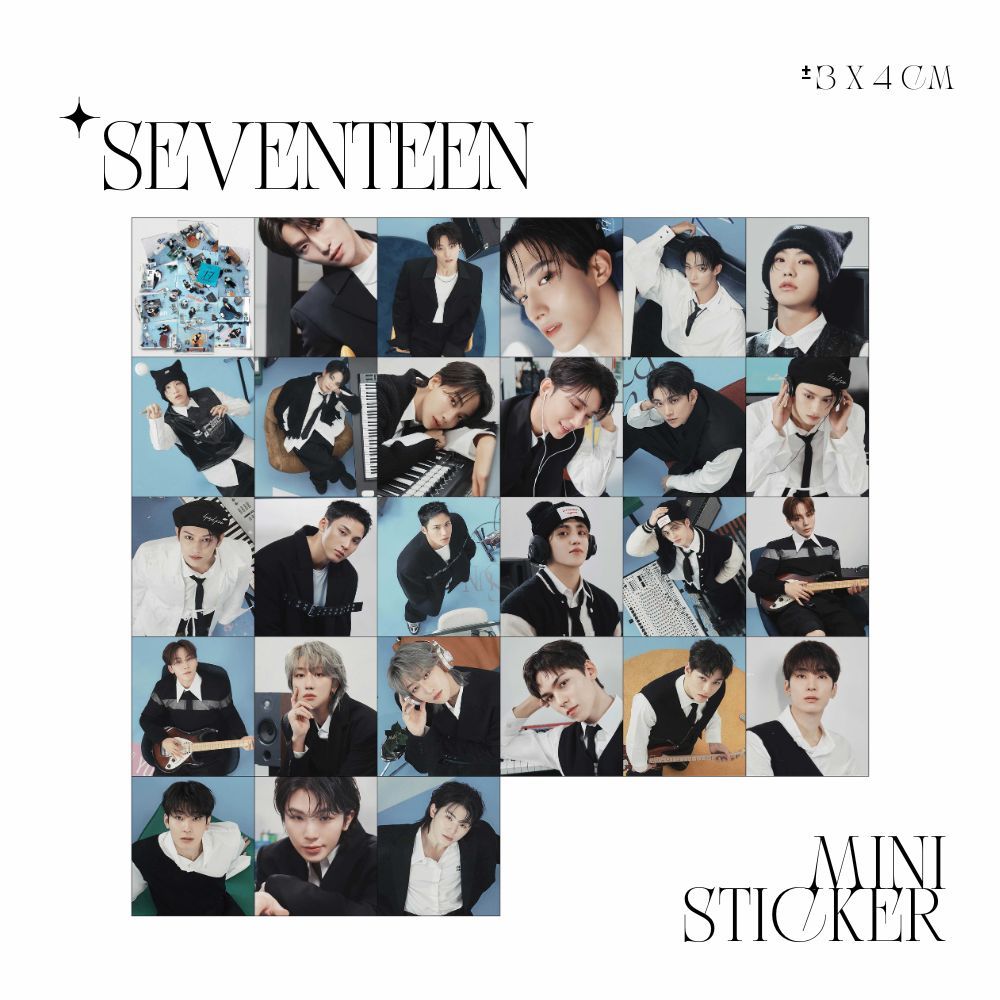 MINI STIKER SEVENTEEN 17 RIGHT HERE (ISI : 36 PCS) STICKER CHROMO TRANSPARAN HOLOGRAM JPOP ANIME JAP