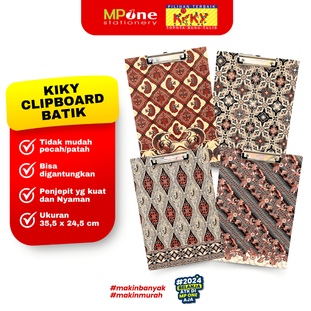 

Kiky Papan Ujian Kayu Motif Batik Ukuran F4 / Clipboard Batik F4 kiky
