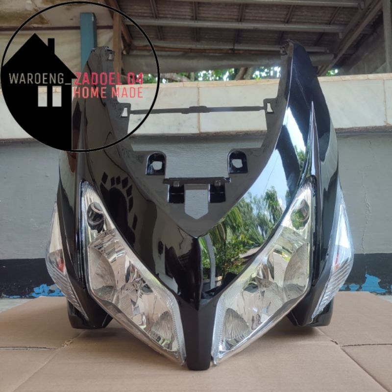 Tameng Depan+Reflektor Lampu Depan Set Honda Vario 110 Karbu Vario Lama Vario CW Hitam