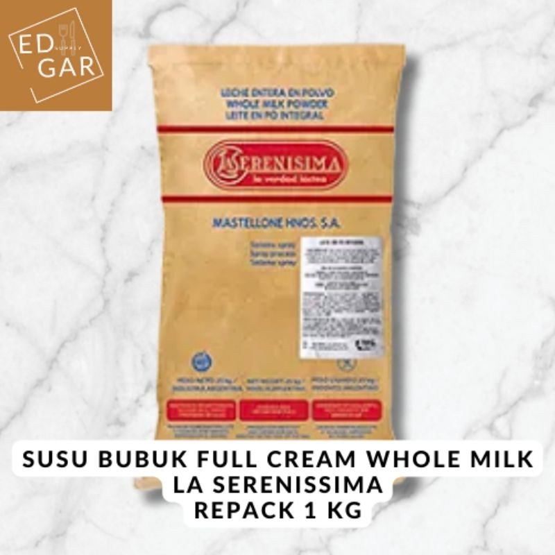 

susu bubuk full cream whole milk LA SERENISSIMA 1 kg repack