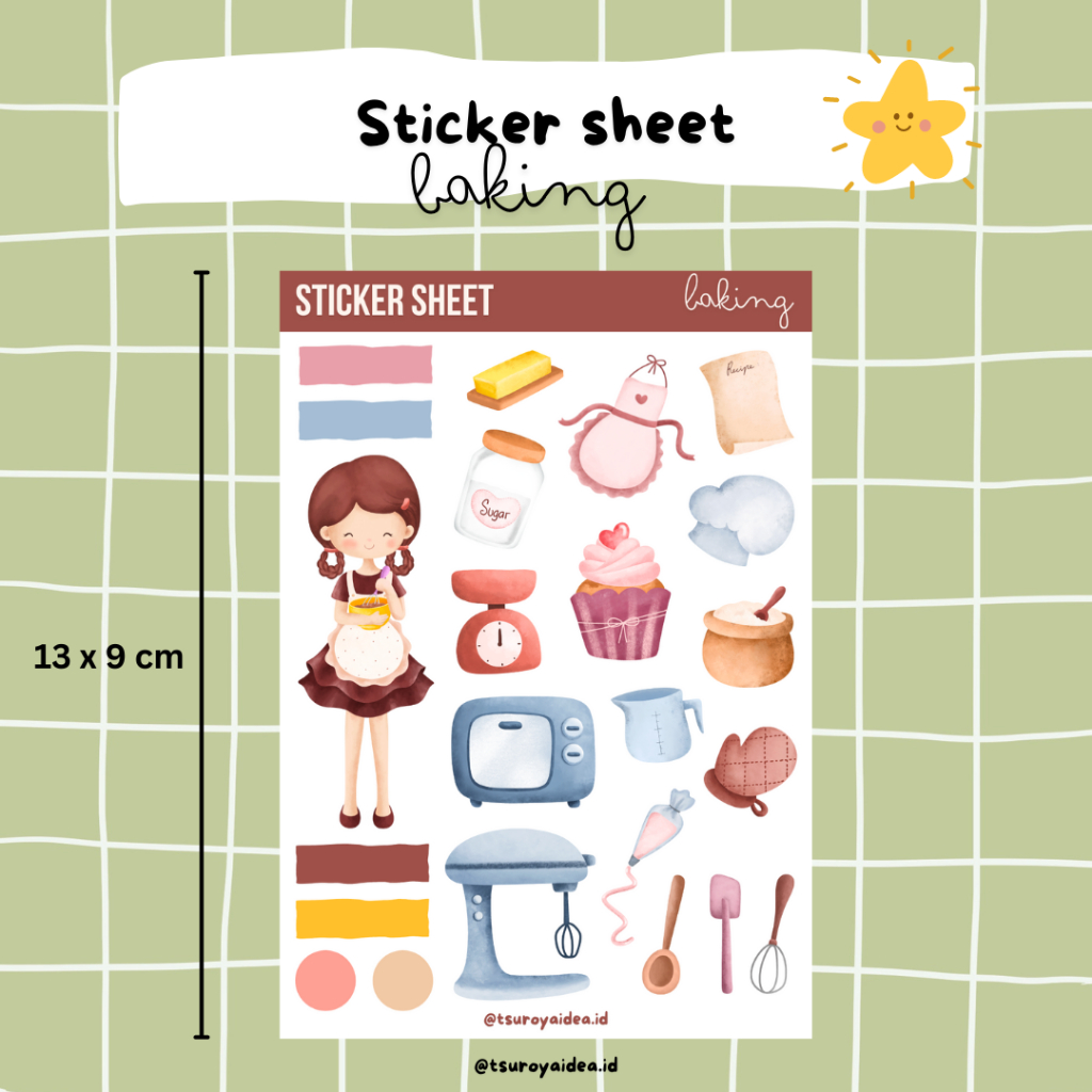 

SS027 - Baking Sticker Sheet, Sticker Journal Lucu Aesthetic