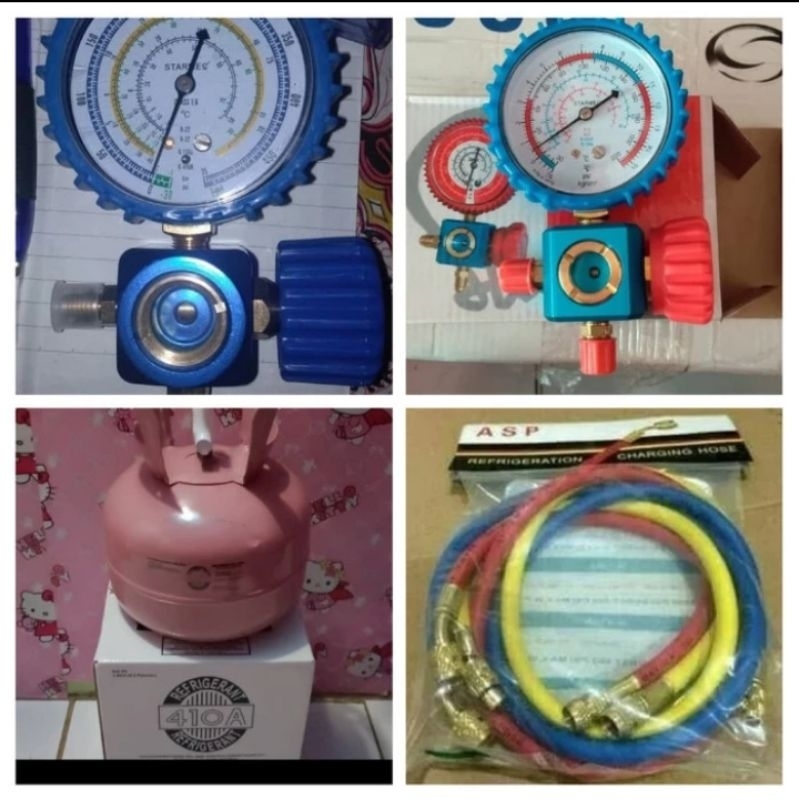 Paket Lengkap Freon R410 isi 3 kg Tabung Pink Kecil Segel R410a 410a