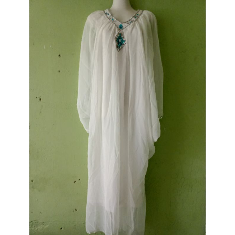 kaftan putih lebaran haji,gamis putih(baru)