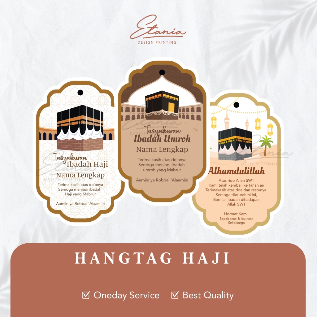 Hangtag Tasyakuran Haji Umroh Label Bingkisan hampers oleh-oleh souvenir haji dan umroh kartu ucapan