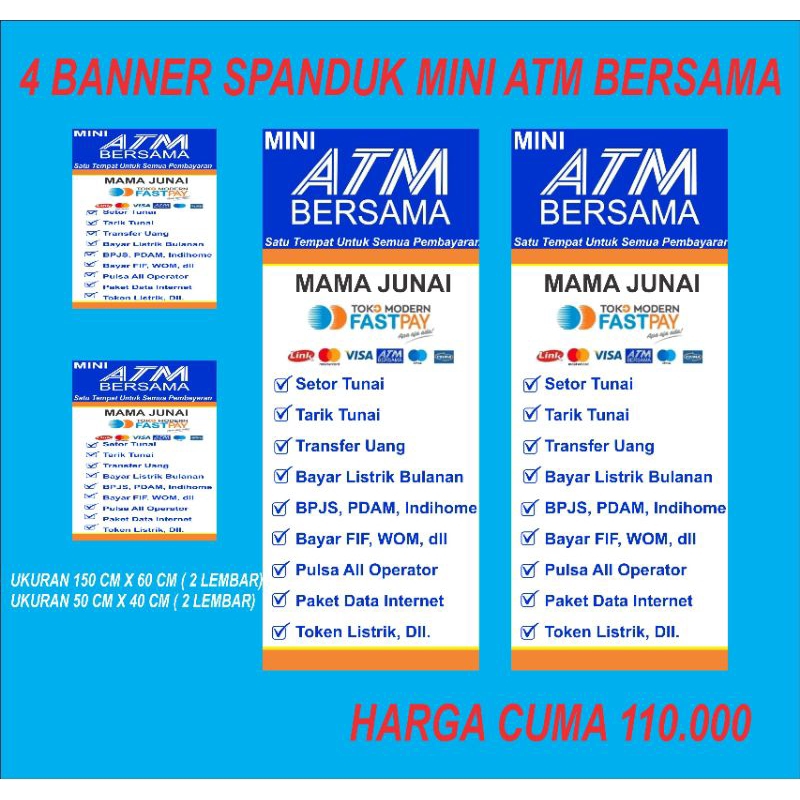SPANDUK BANNER MINI ATM BERSAMA HARGA TERJANGKAU DAPAT 4 LEMBAR