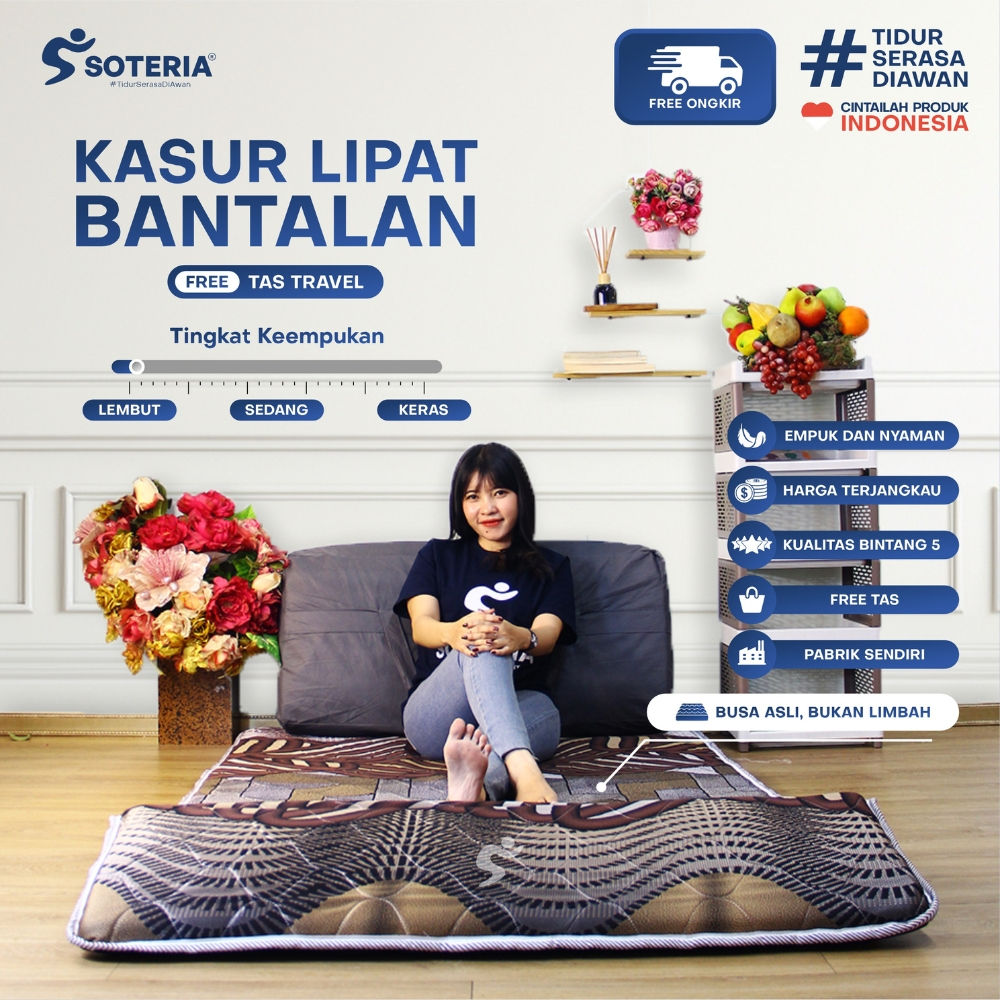 DEW [HARGA SUBSIDI CUCI GUDANG BERKAH SALE & FREE ONGKIR] Kasur lipat Bantalan Busa Lembut Premium +