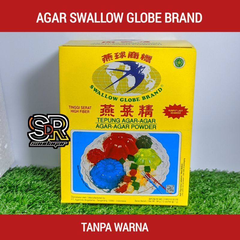 

Agar Swallow Globe BRAND 1 box 12 sachet @7g / tepung agar-agar / ASLI ORIGINAL