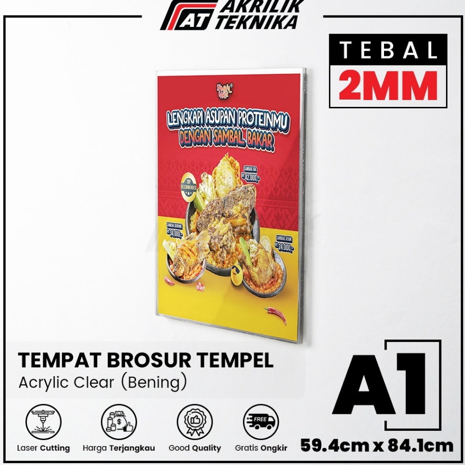 

Diminati Akrilik Tempat Brosur Tempel Sign Holder Qris Barcode Menu Wall Thicker Acrylic Ukuran A1