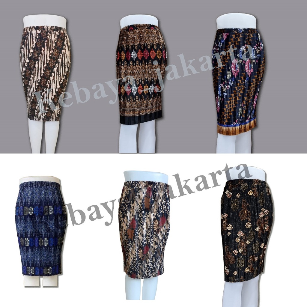 Rok Plisket Pendek Selutut Span Bawahan Kebaya Remaja Motif Batik Modern