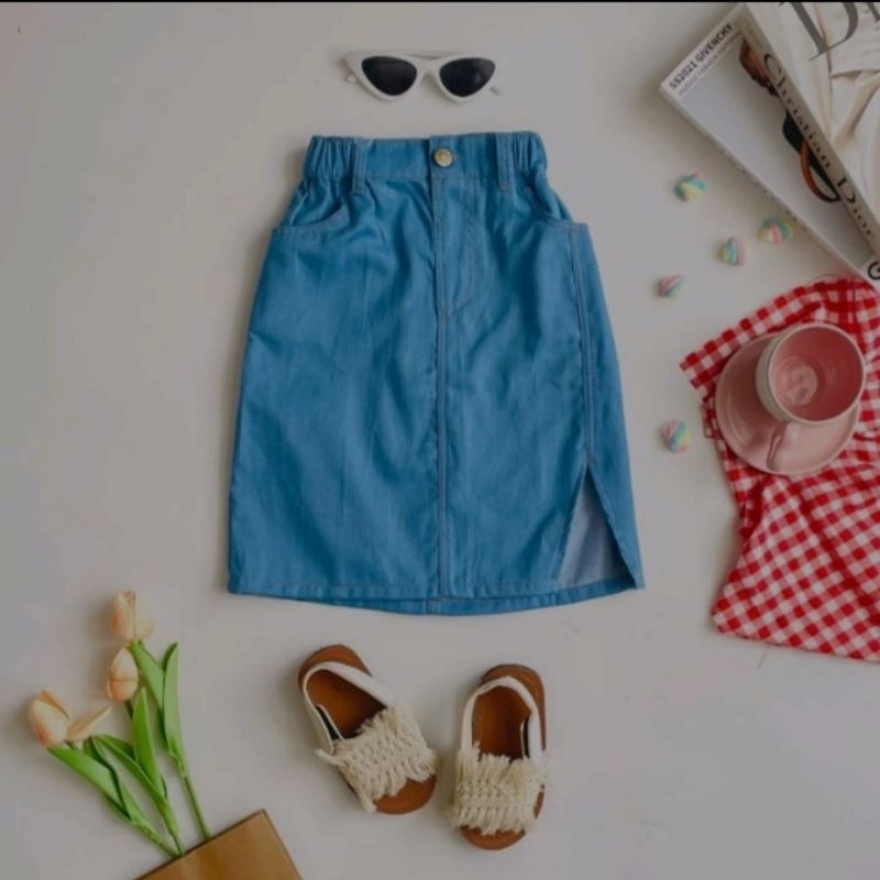 LITTLE AIRA - JEANS SKIRT - SKIRT ANAK PEREMPUAN - JEANS ANAK PEREMPUAN