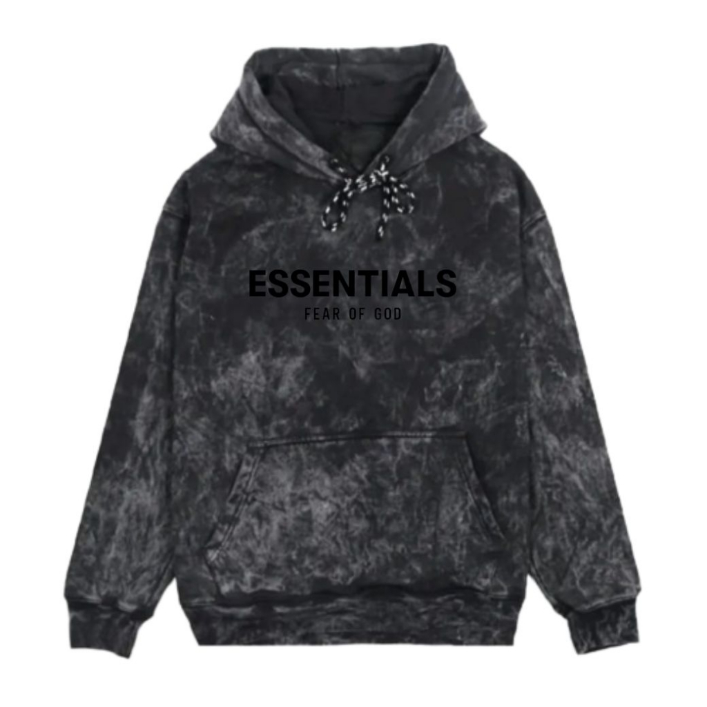 Murah - Essentials Washed Hoodie Pullover Unisex Sandwash Black Litle Sig Dop M.L.XL.XXL Katun Plecc