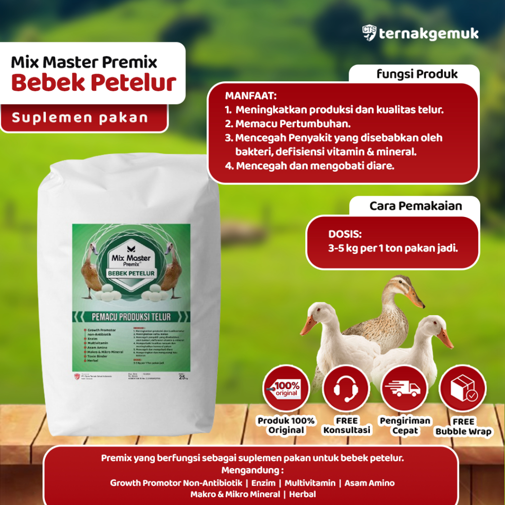 Mix Master Premix Bebek Petelur - Suplemen Pakan Untuk Bebek Petelur