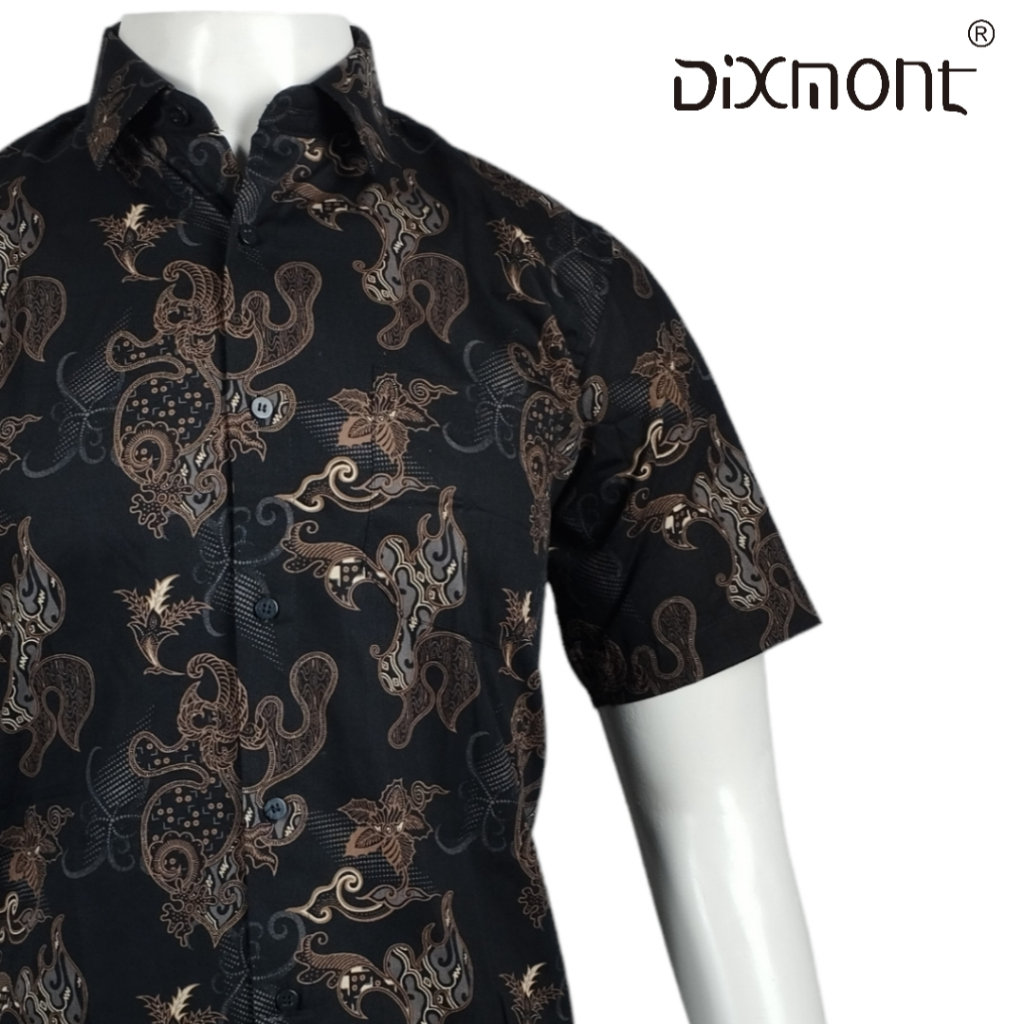 Dixmont Kemeja Pria Batik Pendek Hem BS01824