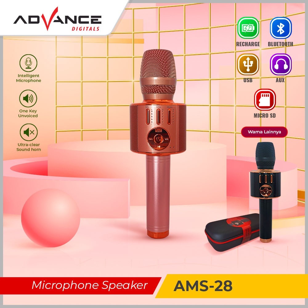 Advance AMS28 / AMS-28 Mic Wireless Bluetooth Speaker Karaoke Portable Bass Aktif