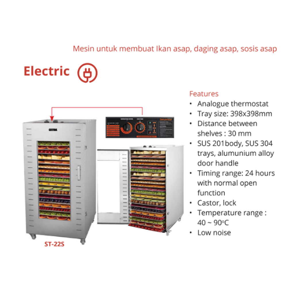 GETRA ST-22S SMOKE HOUSE ELECTRIC / MESIN PEMBUAT DAGING ASAP, IKAN ASAP, SOSIS ASAP/ 22 TRAY