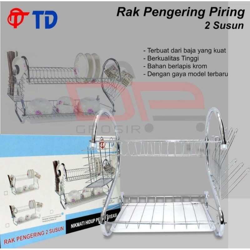 Rak piring stainless TD jumbo Bahan baja kuat