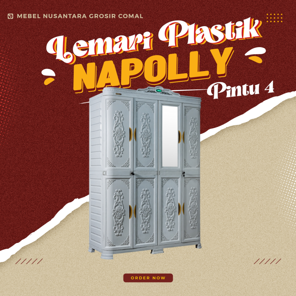 LEMARI PAKAIAN PLASTIK PINTU 4 NAPOLLY