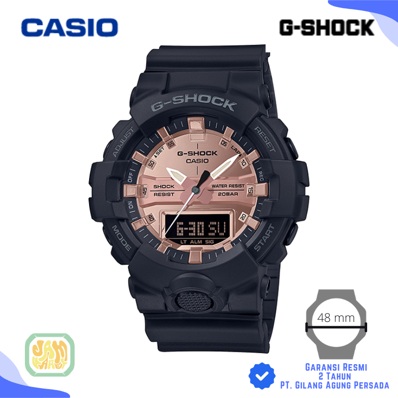 JAM TANGAN PRIA CASIO G-SHOCK GA-800MMC-1A ORIGINAL - GSHOCK GA 800MMC 1ADR HITAM ROSEGOLD