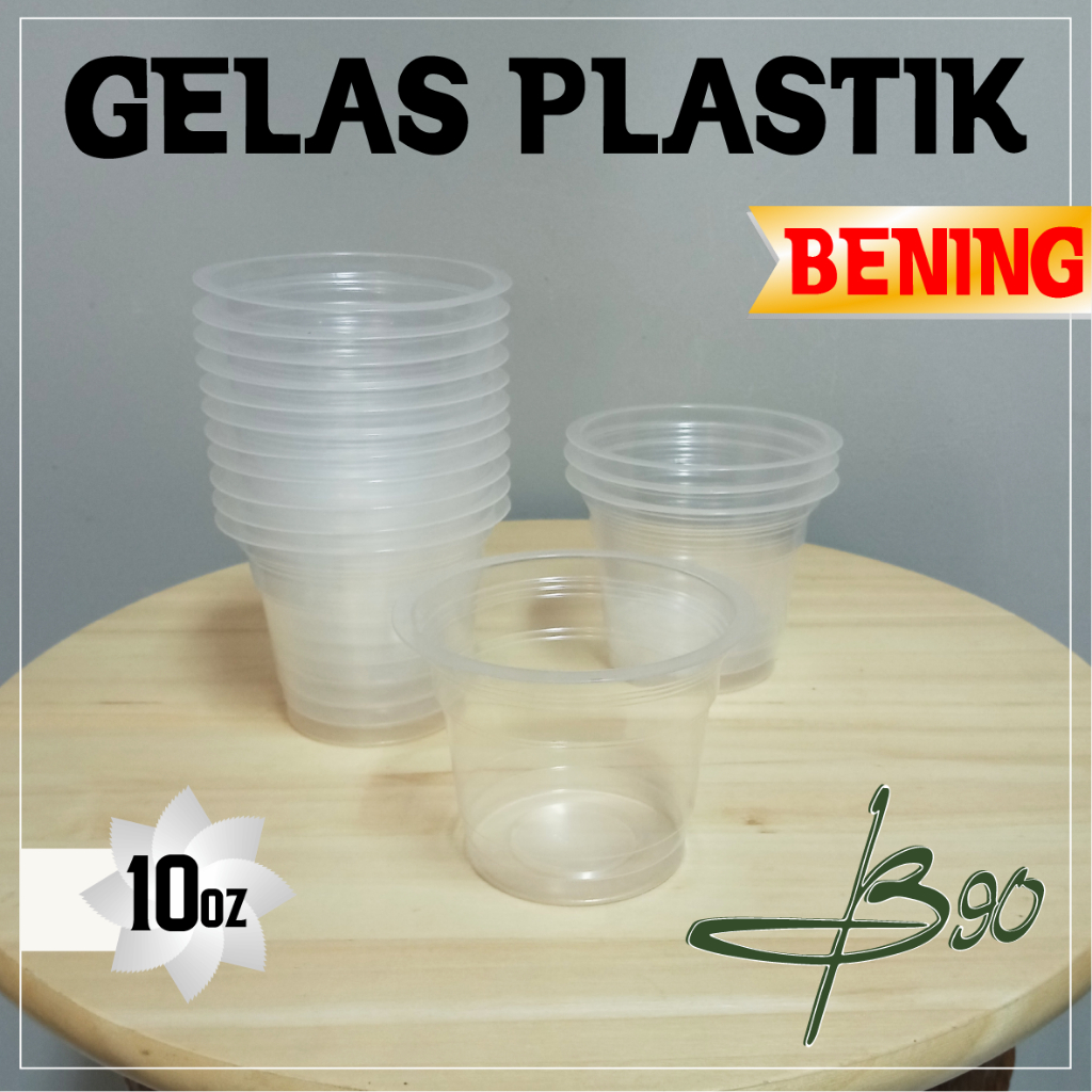 Gelas Plastik 10 Oz Datar / Cup Plastik 10 Oz / Cup 10 Oz - gelas+bubble