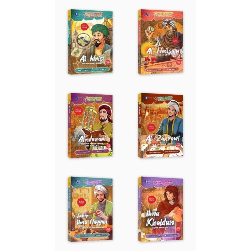 BONUS POSTER PERKOMIK 6 Jilid Komik Ilmuan Muslim Al Haitsam Al Idrisi Ibnu Khaldun Jabir Ibnu Hayya