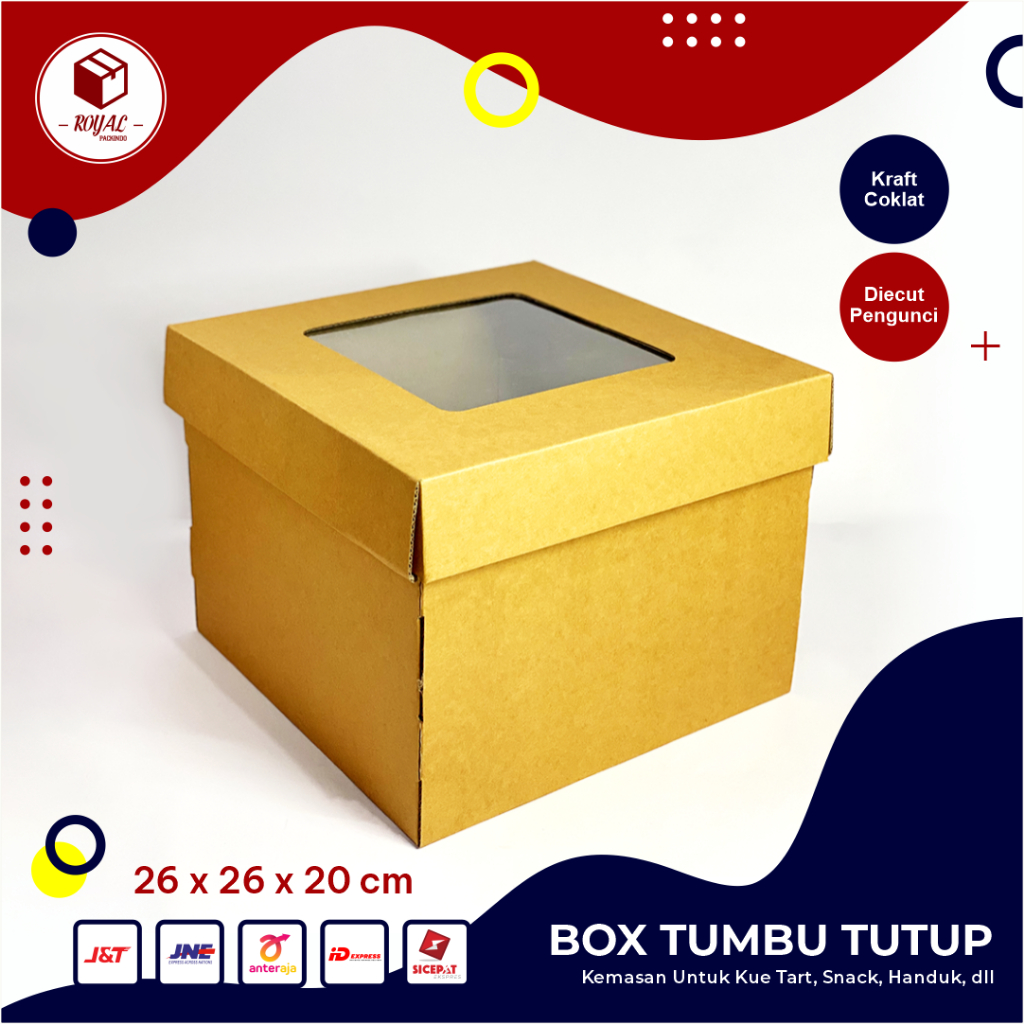 

Kardus / Box Kue Tart B FLUTE - ( UK. 26 x 26 x 20 ) Gift Box Up Bottom