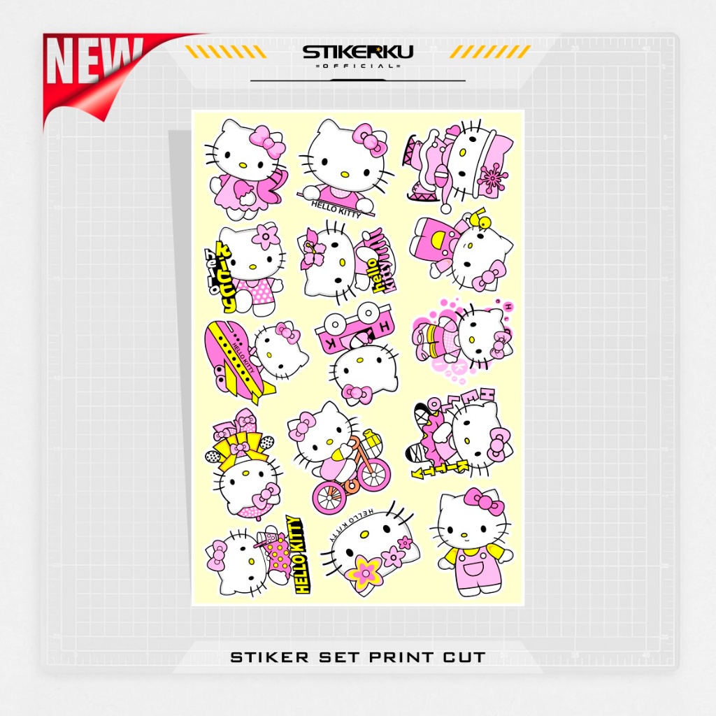 

STICKER PACK VINYL / MOTIF HELLO KITTY / STIKER SET / HP LAPTOP / HELM / BRAND / INTIP / WATERFROOF