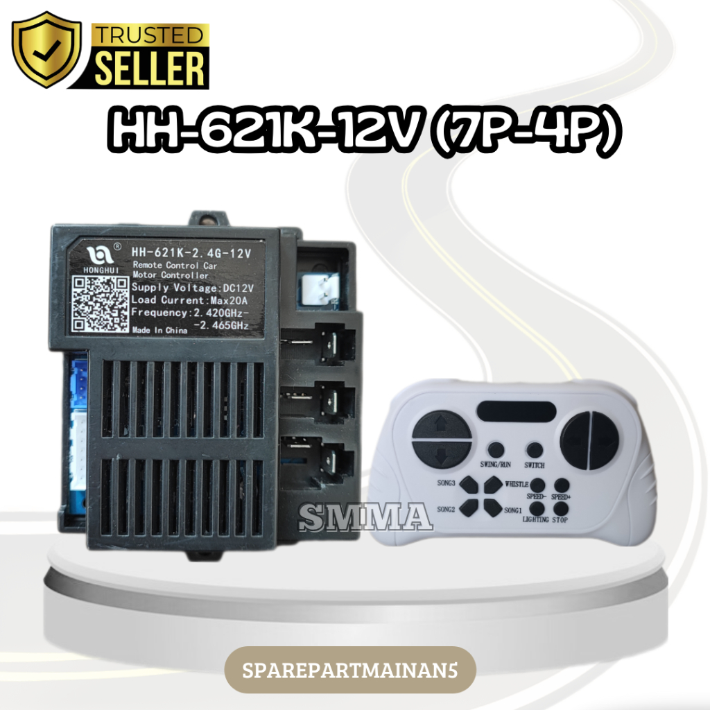 SMA5 || Remote Control Bluetooth + Receiver HH-621k-2,4G-12v 7 Pin + 4Pin  mobil/motor mainan aki