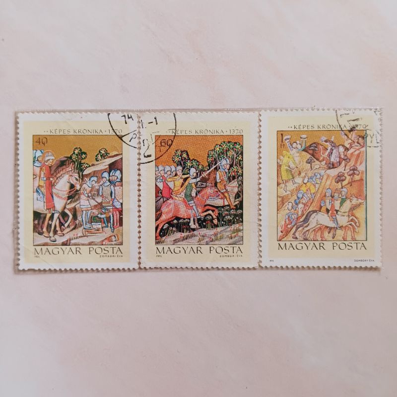 

(AG) Perangko Hongaria 1971 Illustrations from the Képes Krónika Set 3 pcs Used