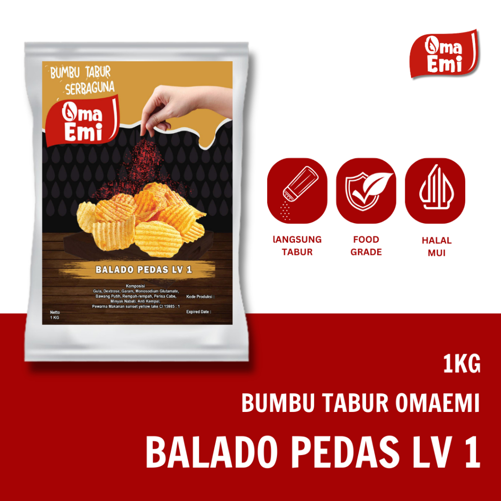 

BUMBU TABUR BALADO PEDAS LEVEL 1 1 KG