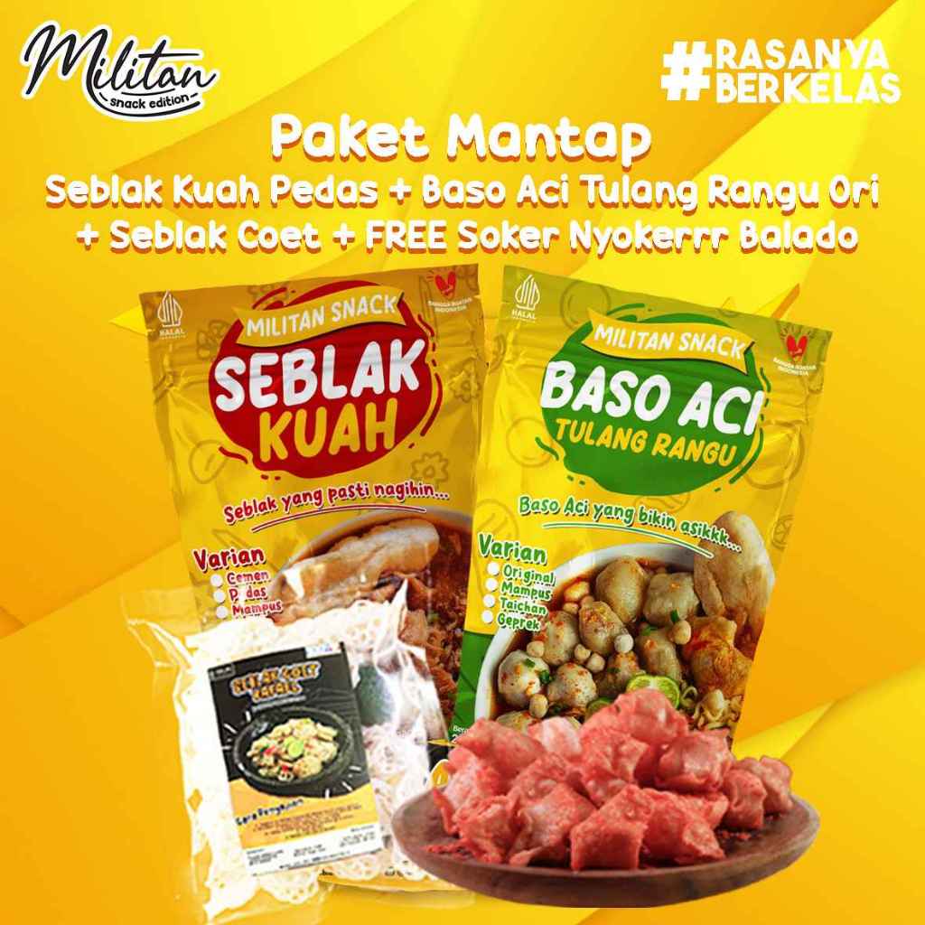 

Paket Bundling Mantap Seblak Kuah Bakso Aci Seblak Rafael Free Somay Kering