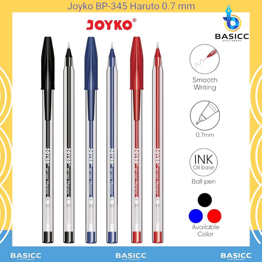 

Joyko Ball Pen Pulpen Pena BP-345 Haruto 0.7mm | @1Pcs