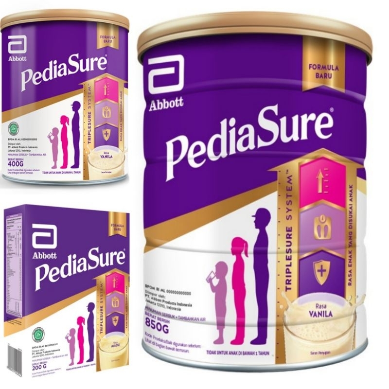 PEDIASURE VANILA/MADU/COKLAT/CLASIC MILKY 200/400GR/380GR