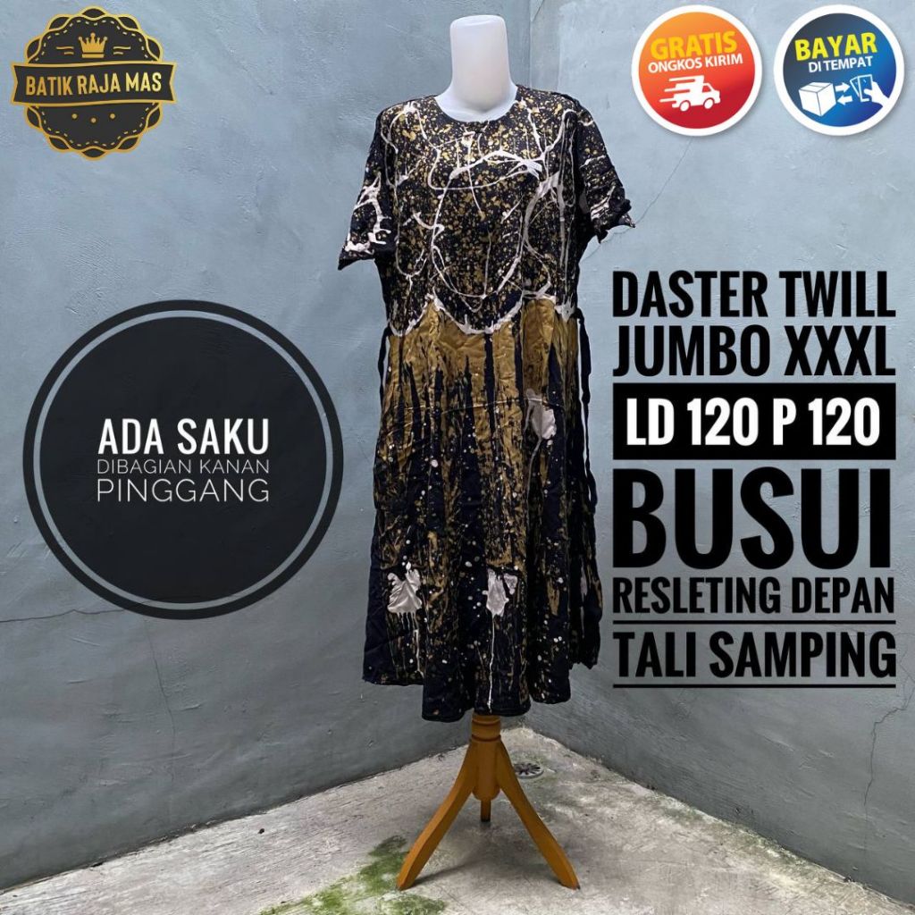 Baju Daster Kekinian Wanita Jumbo Dewasa Terbaru Lengan Pendek Tali Samping Motif Batik Abstrak Rayo