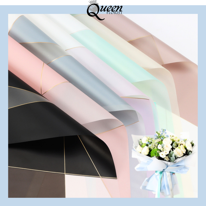 

20 LEMBAR Kertas Bunga Cellophane Paper Flower Wrap Motif Garis Abstrak Buket Waterproof 6063
