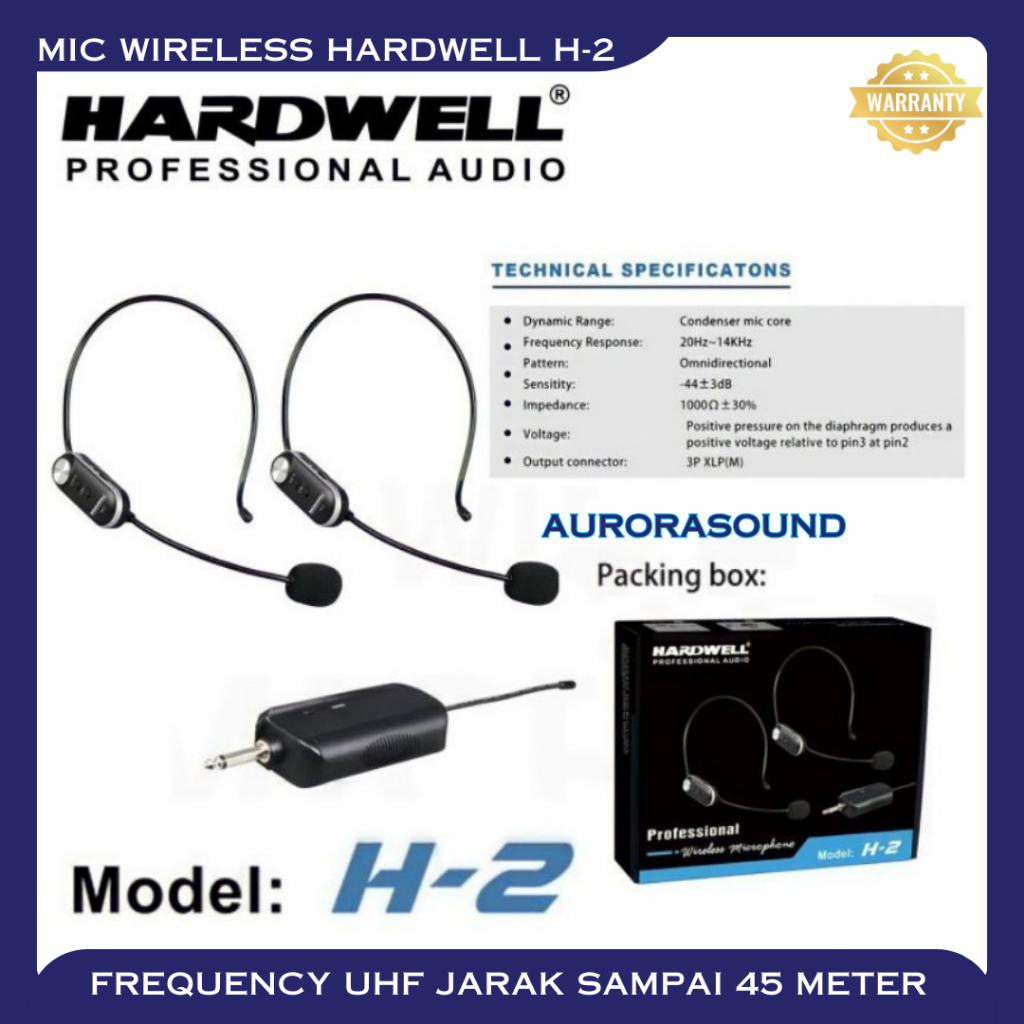 MIC HARDWELL H-2 WIRELESS MICROPHONE HARDWELL H2 MIC BANDO ORIGINAL GARANSI