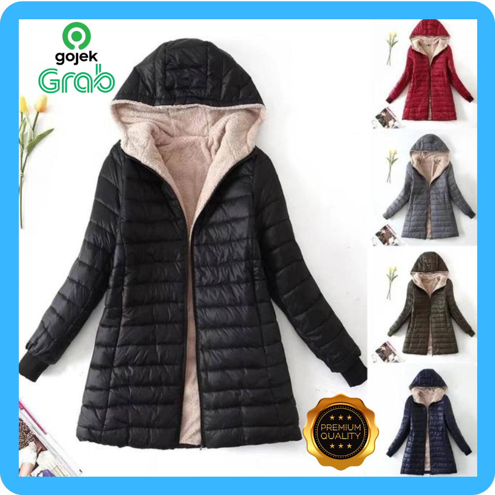 Jaket Winter Wanita Musim Dingin Pria Anti Air Anti Salju Hangat Tebal Lapis Bulu Halus non zara Jen