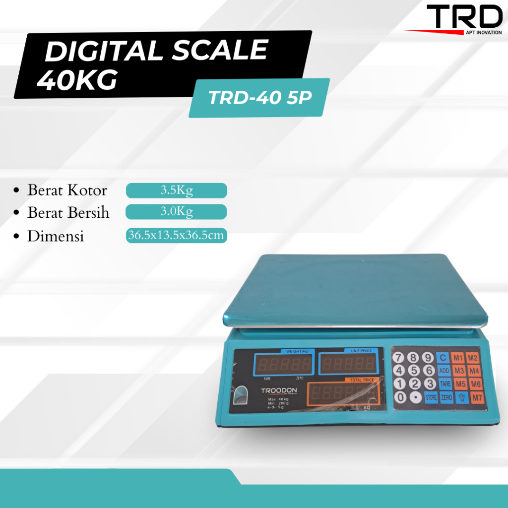 TERLARIS  Timbangan Duduk Digital Troodon 40Kg Timbangan ACS Trodon 40 Kg Timbangan elektronik buah