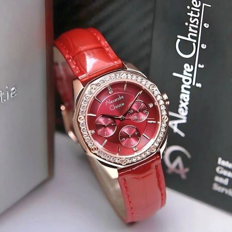 ORIGINAL 100% JAM TANGAN WANITA ALEXANDRE CHRISTIE AC 2B17/2954/2A13/2A14 KALEP STRAP KULIT GARANSI 