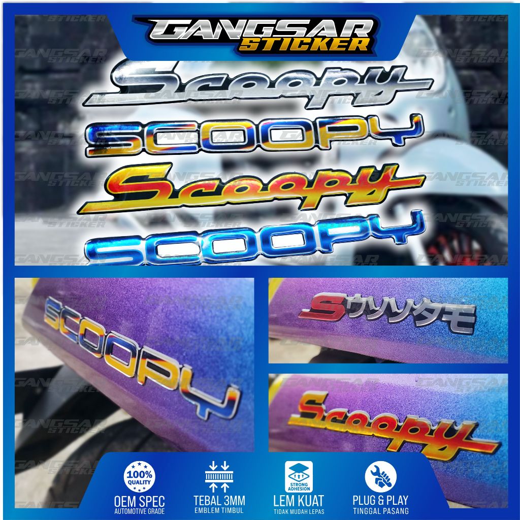 Emblem timbul honda scoopy / emblem timbul honda new scoopy / emblem titanium honda scoopy